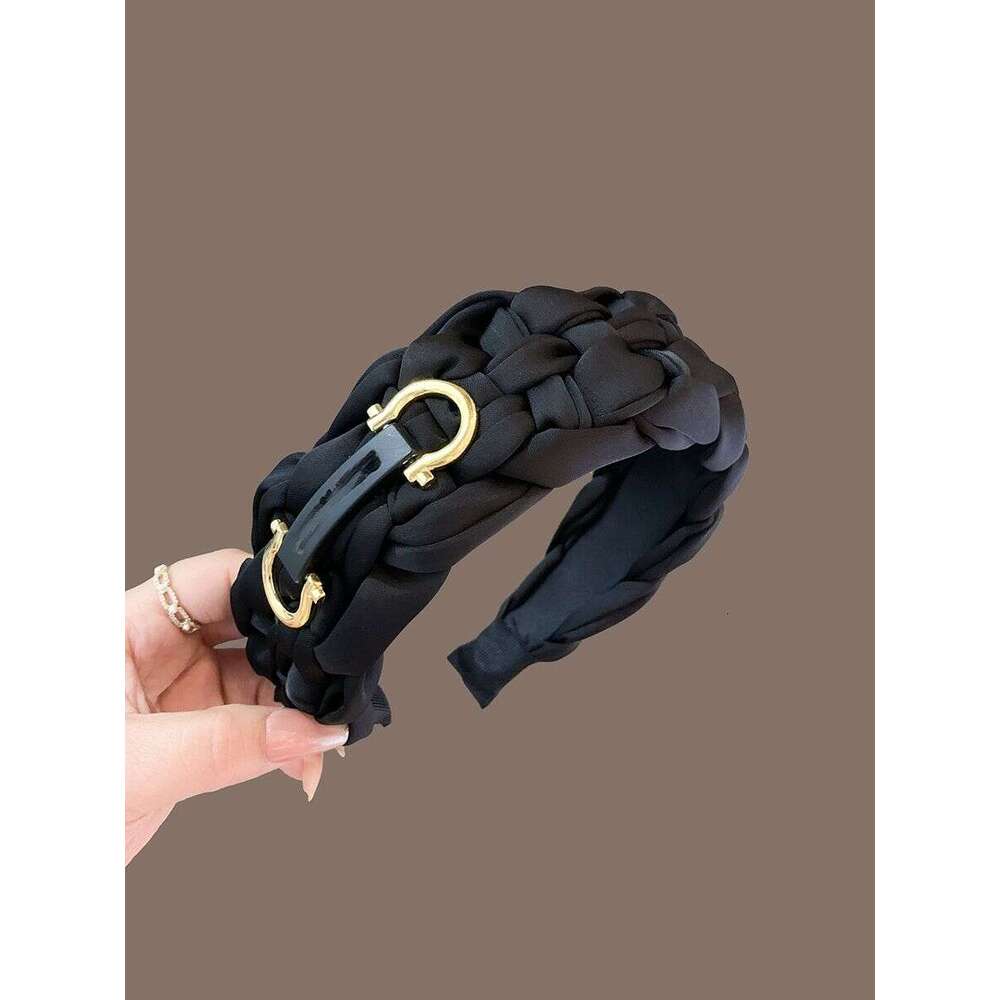 headband French Style High-End Wide Headband for Women 2025 New Braided Hairband Exquisite High-Fashion Face-Slimming Hair Clip