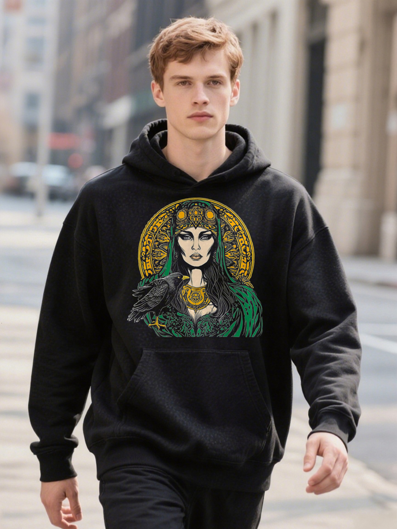 Morrigan Celtic Hoodie Mythology Irish Goddess Of Death Cotton Casual Crew All Season Knit