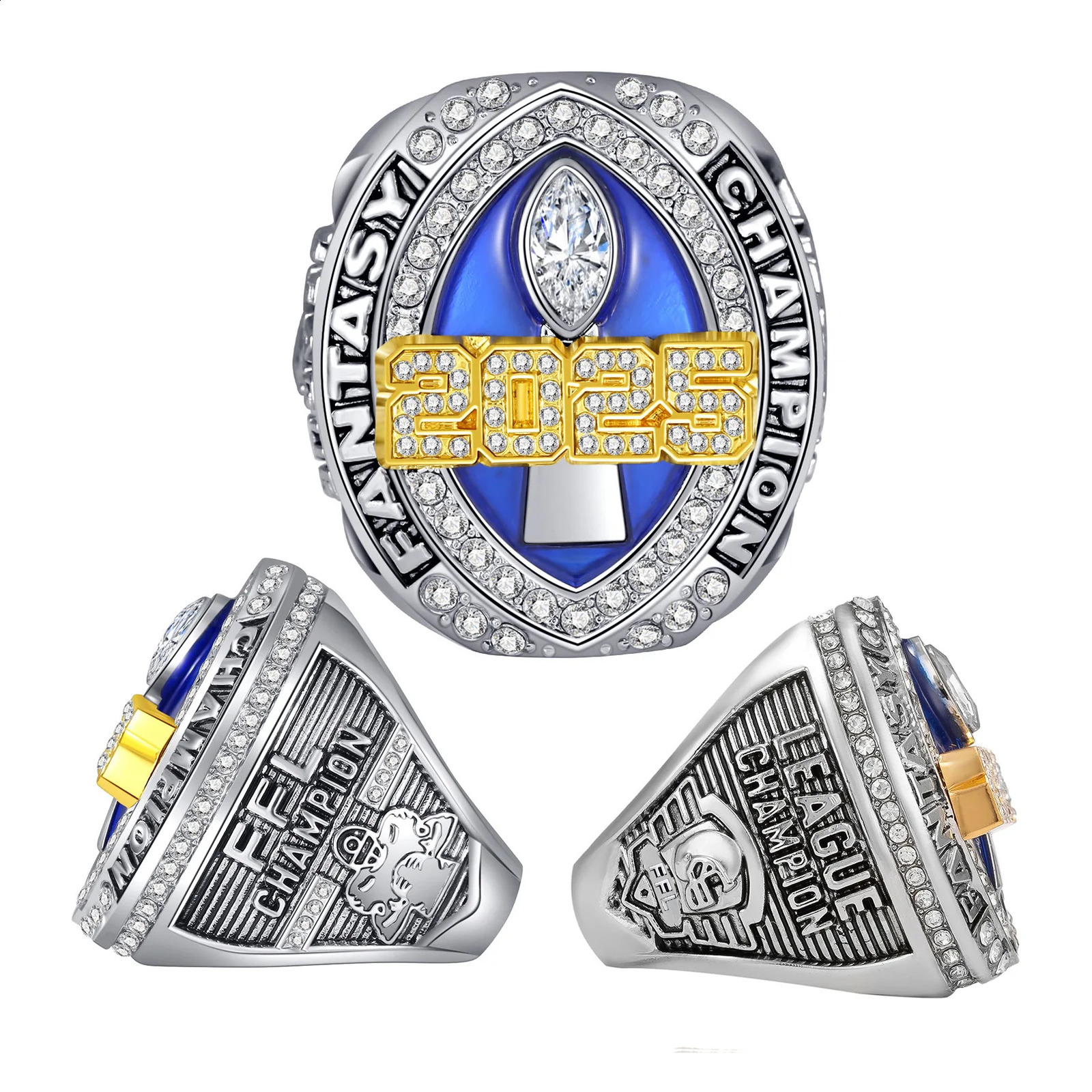 2025 Commemorative Ring Stainless Steel ring for boyfriend gift Champion accessories for Fantasy football fans gift 250812