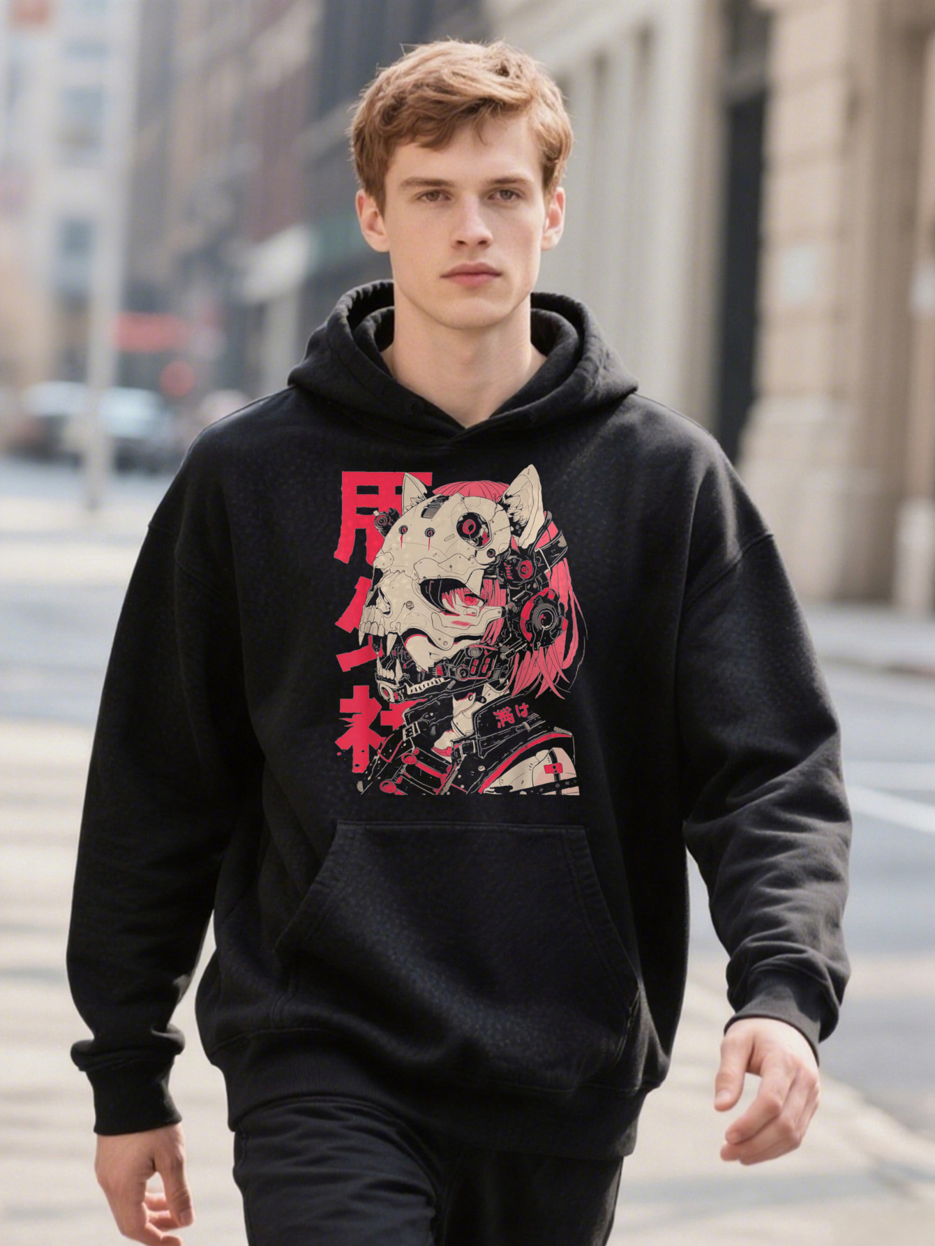 Anime Manga Cyberpunk Aesthetic Echwear Haruku Cat Selected Fun Design DIY Pure Hoodie Cotton Rich Patterns Soft Podking