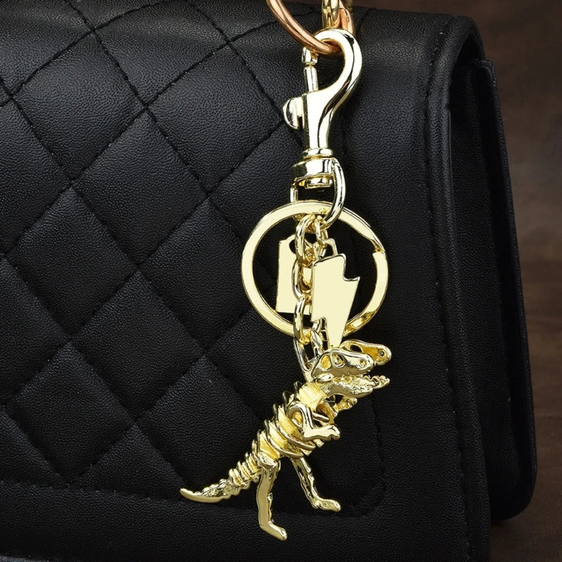 Colorful Alloy Dinosaur Bone Keyring Eye Catching Metal Keychain Accessory Fashionable Bag Charm Ornament for Students P9YF 250815