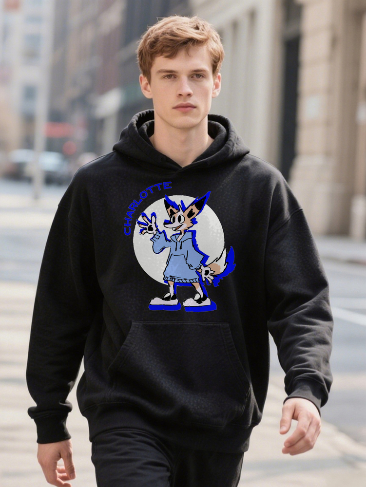 Hoodie pc Charlotte Printed for Men Casual Crew, slightly stretchy knit fabric, anime inspired by