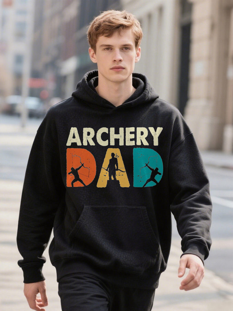 Men S Casual Crew with Dad Hoodie Silhouette Design Black for Outdoor Enthusiasts Enthusiast ee
