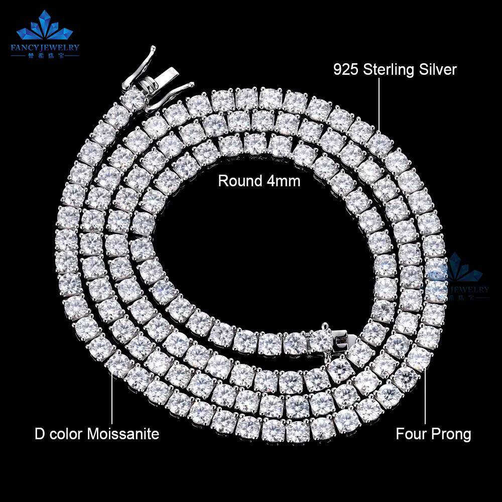 Wholesale Fine Mens Tennis Chain Bracelets 2mm-6mm D VVS1 GRA Certified Moissanite Elegant 2mm-6.5mm D VVS1 GRA Certified