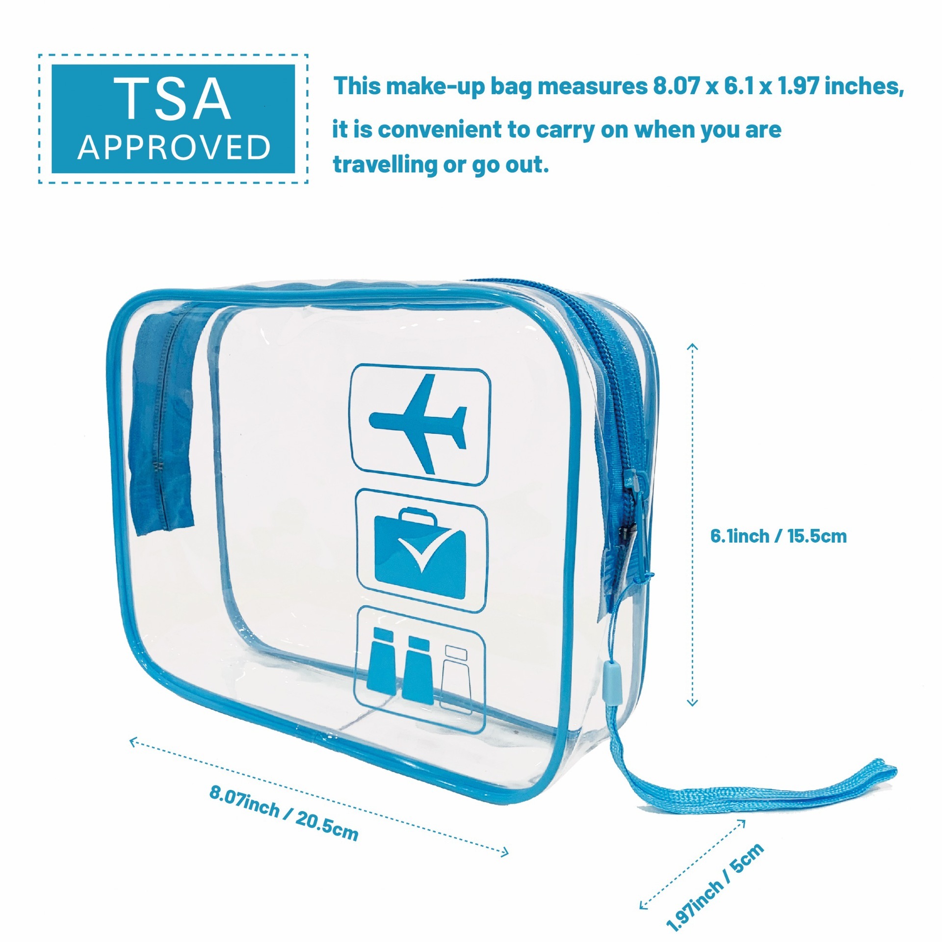 Clear Makeup Bag with Zippers Transparent Organizer Cosmetic Bags for Vacation Business Trip Airport Bathroom,Portable skincare storage and grooming b