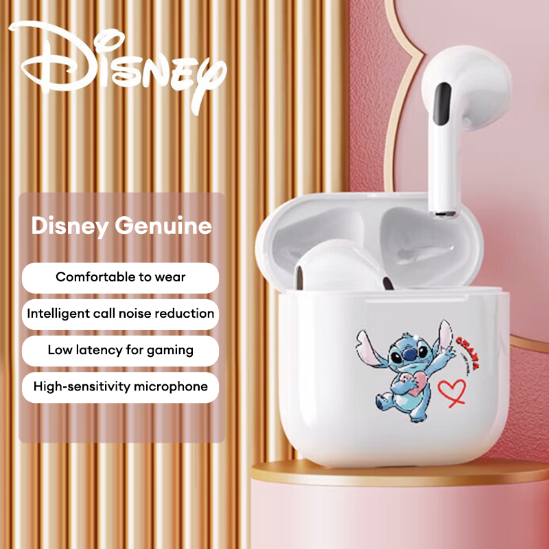 Disney Wireless Semi-In-Ear Bluetooth Headphones HIFI Sound High-Quality Music Earphones Smart Noise-Cancelling Sports Earbuds LF-918 Stitch