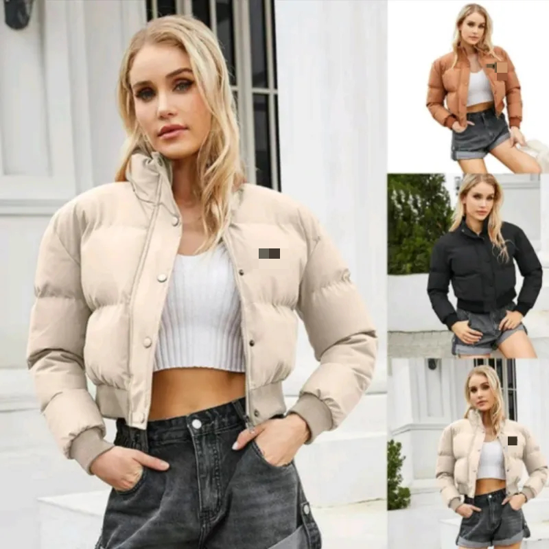 Down jacket women's fashion style outdoors loose outsize warm woman puffer coats designer crop puffer shacket Leather hanging out alphabet embroidery Parkas S-2XL