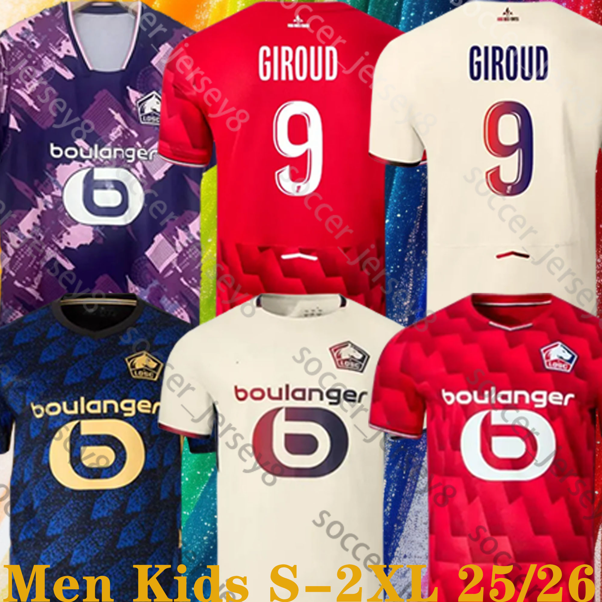 25 26 GIROUD maillots de foot Lille Soccer Jerseys Home Away Third J. DAVID E.ZHEGROVA HARALDSSON LOSC 2025 2026 Men Kids Kit Football Shirt J DAVID ZHEGROVA ANGEL YAZICI