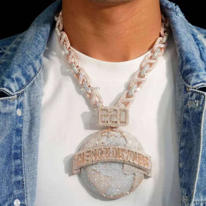 Iced Charm Moissanite Chain Hip Hop Pendant Men's Fashion Accessories