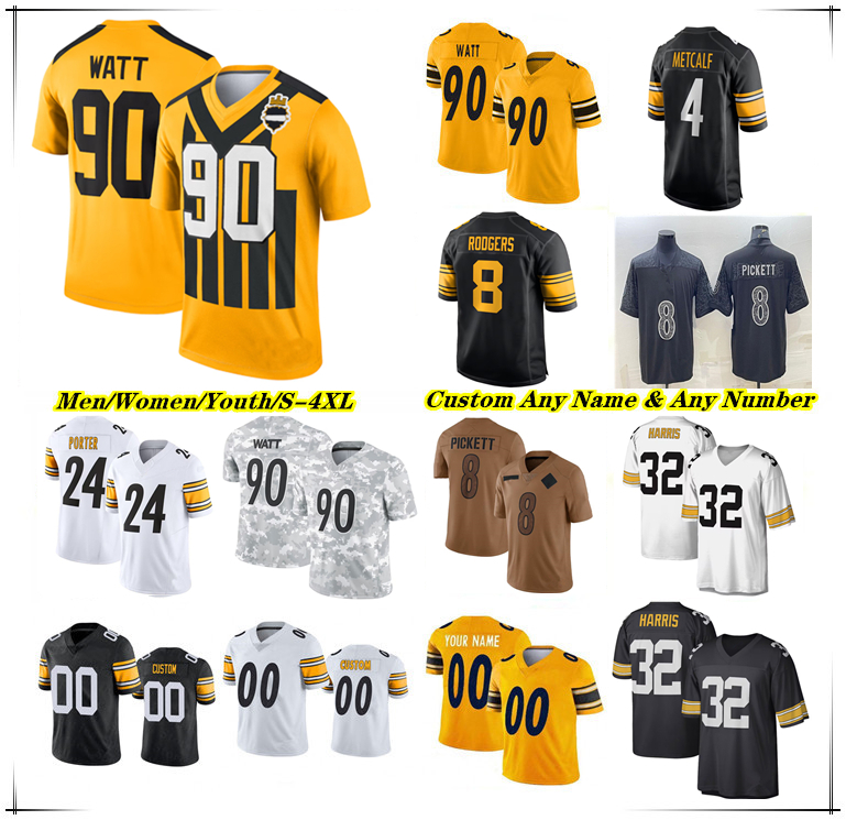 American Football Jersey Aaron Rodgers DK Metcalf T.J. Watt Pat Freiermuth Joey Porter Jr. Will Howard Jaylen Warren Derrick Harmon Jack Sawyer Mason Rudolph Austin III