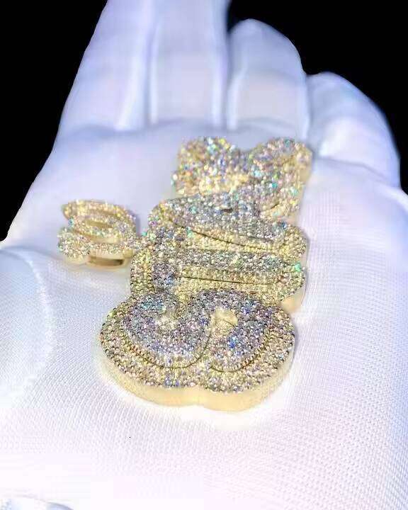 Fashion Jewelry Series Men and Women Letter Moissanite Pendant Gold Plated Pure Sier