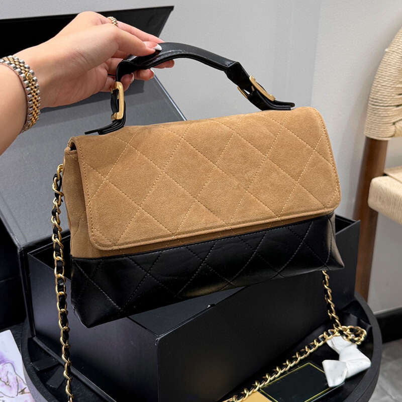 Designer Briefcase Bag Small Handbags Woman Crossbody Bags Suede Brown Leather 25A Chain Shoulder Bag Fashion Splicing Color Flip Bag