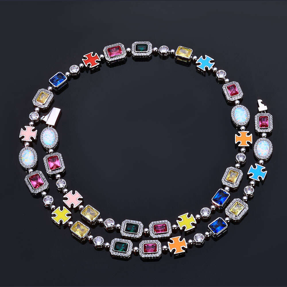 Hip Hop Colorful Women's Jewelry High-end Zircon Men's Necklace