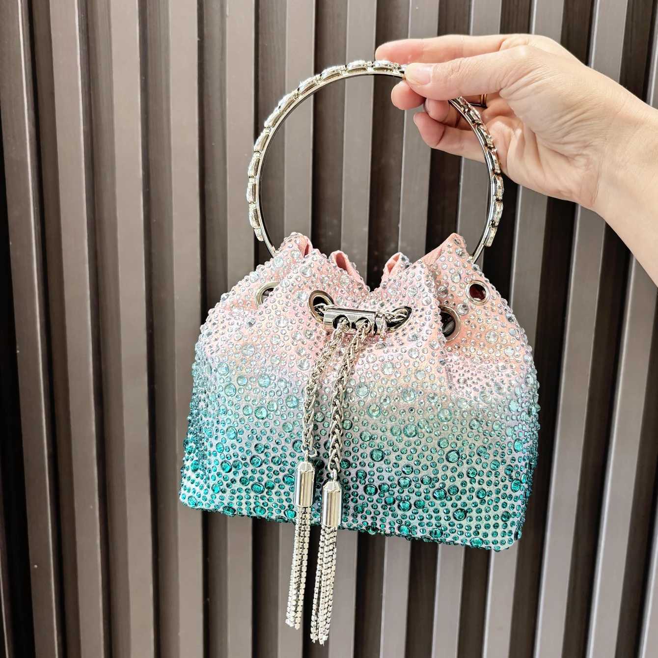Handle Rhinestones Evening Clutch Bag Purses and Handbag Luxury Designer Shoulder Bag Shiny Crystal Clutch Purse Bucket Bag W250816