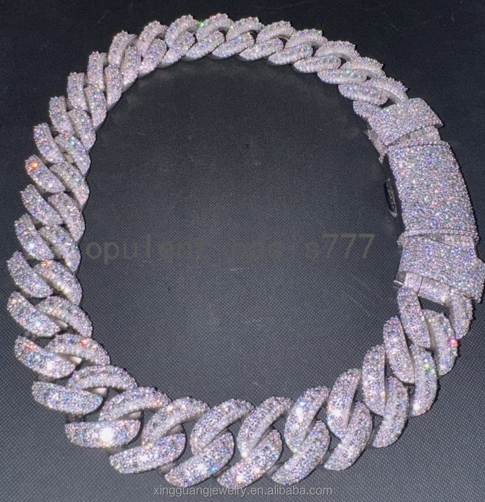 Mens Fashion Heavy Piece Hip Hop 30MM Iced Out Moissanite Raised Chain S925 White Plated VVS Diamond Cuban Link Chain Necklace