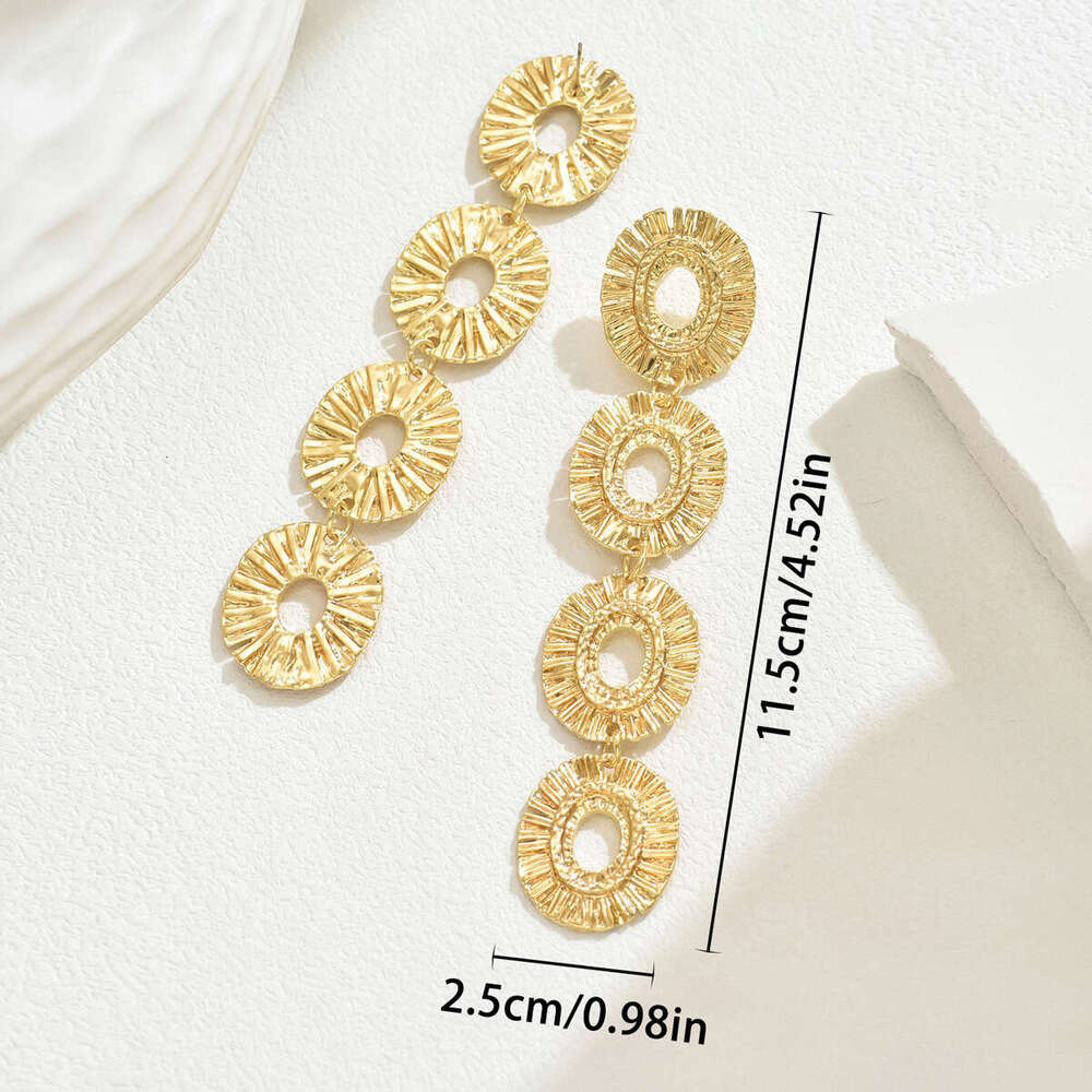 Exaggerated Metal Personality Round Pendant Hollow Niche High-end Sense Women's Stud Earrings