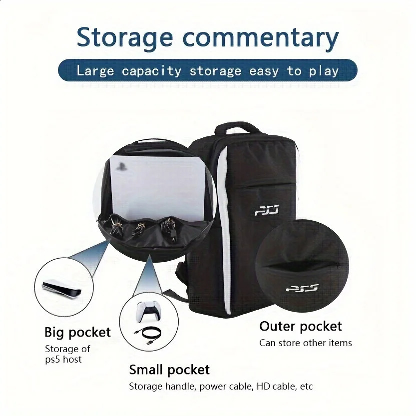 Travel Backpack For PS5 Console Accessories Protective Carrying Case Storage Bag Compatible With Sony PlayStation 5 Console 250815