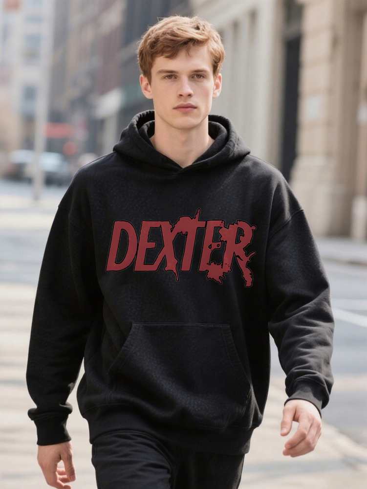 Casual with DEXER Hoodie Red Print Soft Fabric Regular Fit Essential Ideal Men's Gift