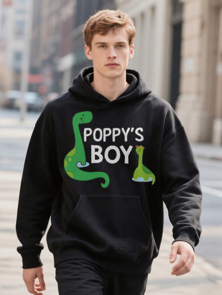 Hoodie Men Pop s Boy Dinosaur Print Soft Washable for Casual Attire