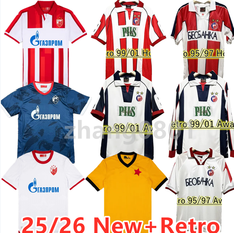S-2XL 25 26 Retro Yugoslavia Soccer Jerseys Red Star Belgrade Mijatovic Pancev Mihajlovic Stankovic Jugovic Stojk PROSINECKI SAVICEVIC Uniforms Men