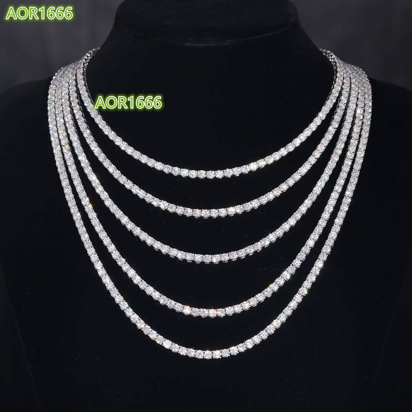Wholesale Tennis Chain Women Iced Out Tennis Necklace 925 Silver 3mm 4mm 5mm 6mm Men Vvs Moissanite Tennis Chain