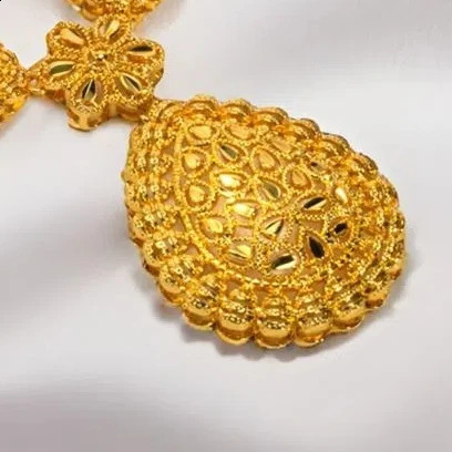 Gifts Dubai India Style Gold Color Necklace Earring Set Plated Big African Bridal Jewelry Sets Women 250815