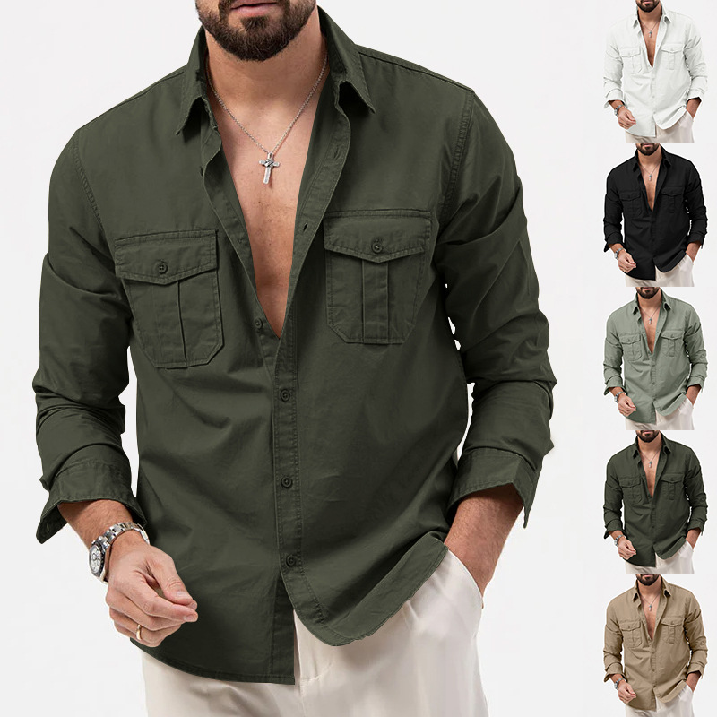 Fall New Fashion Designer Shirt Man Dress Shirt Long Sleeve Slim Fit Button Down 100% Cotton Casual Mens Clothing