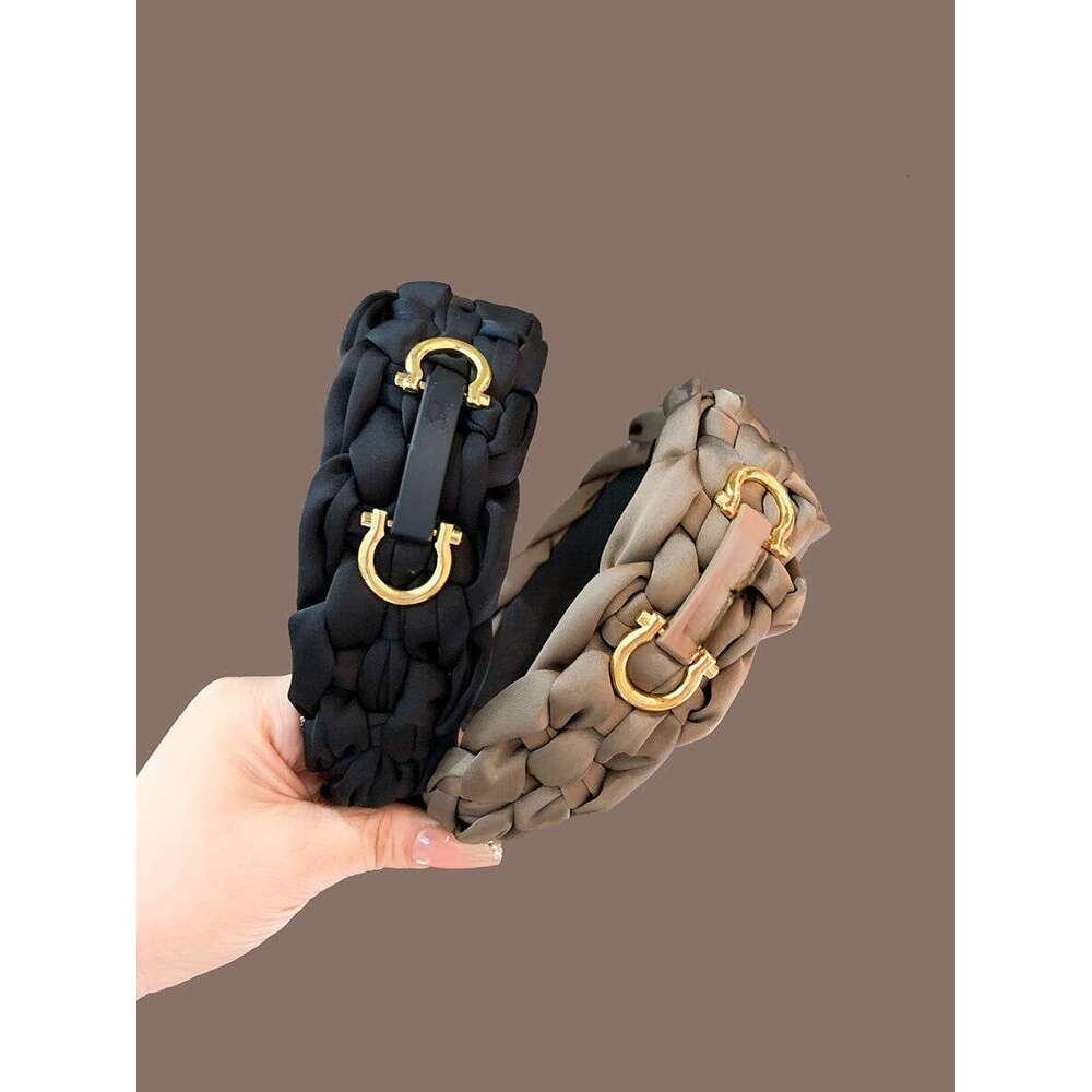 headband French Style High-End Wide Headband for Women 2025 New Braided Hairband Exquisite High-Fashion Face-Slimming Hair Clip