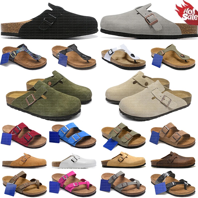 with box designer slippers slides clog sandals black grey brown fur flat fashion leather buckle suede slipper slide shoes