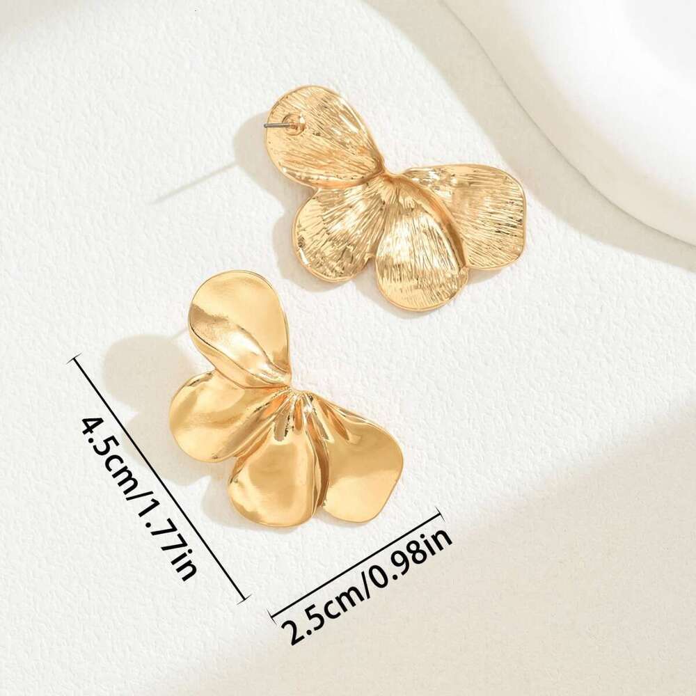 Fashion OL Commuter Style Floral Women's Personality Five-Petal Flower Elegant Design Stud Earrings Jewelry