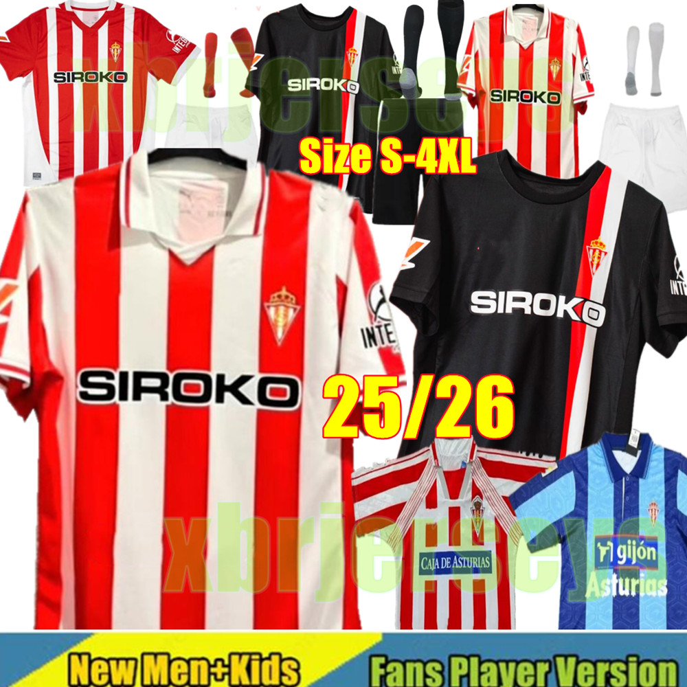 3XL 4XL 25 26 Sporting de Gijon Soccer Jerseys Gelabert COTE CAICEDO DUBASIN ROSAS CAMPOS JUAN VILLAR DYEGO SOUSA J.BERROCAL DJUKA 2025 2026 Football shirt Men Kids