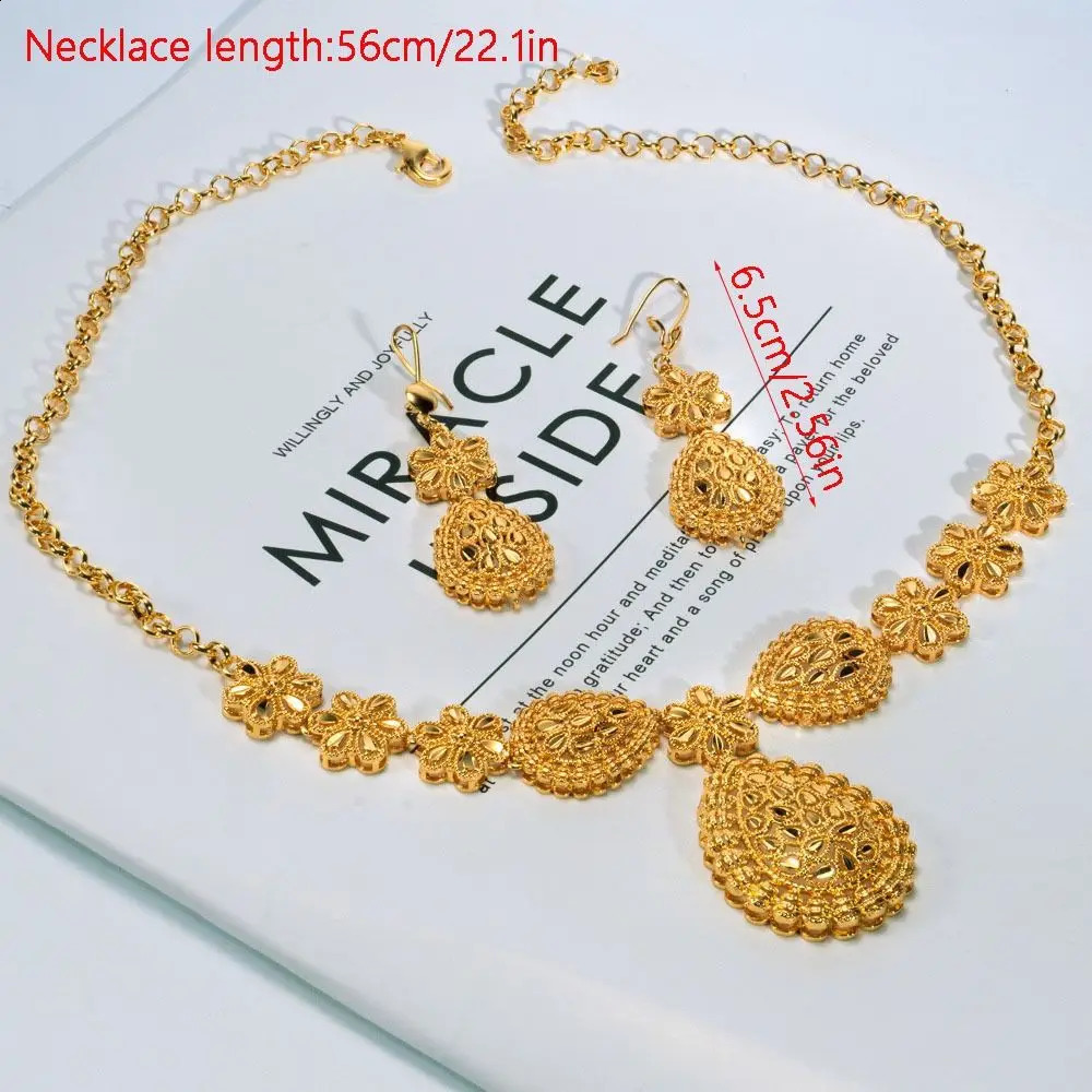 Gifts Dubai India Style Gold Color Necklace Earring Set Plated Big African Bridal Jewelry Sets Women 250815