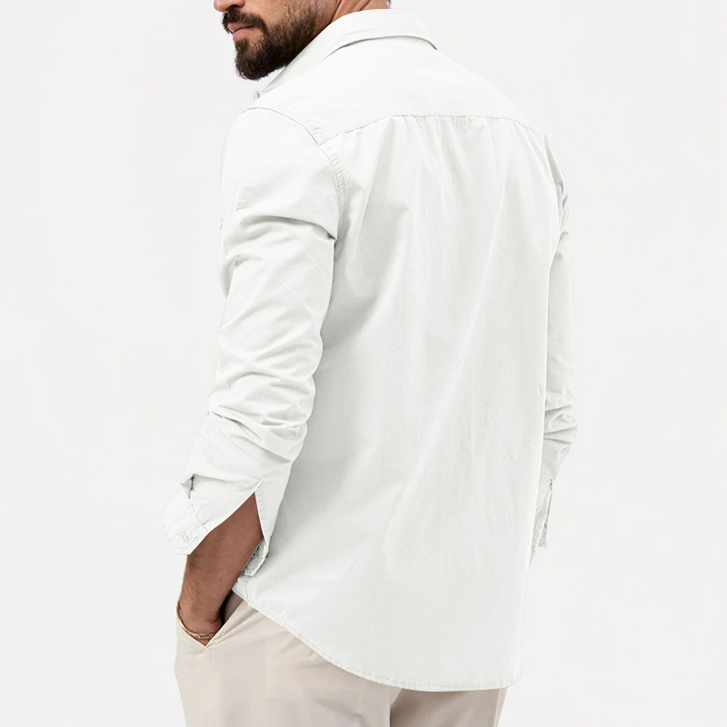 Fall New Fashion Designer Shirt Man Dress Shirt Long Sleeve Slim Fit Button Down 100% Cotton Casual Mens Clothing