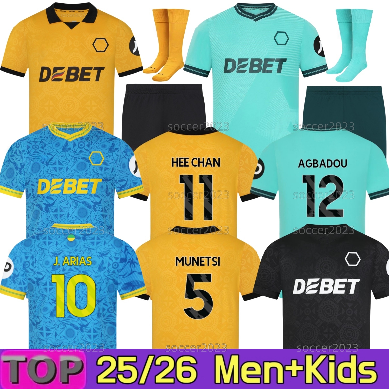 2025 2026 Wolves Vintage AGBADOU soccer jerseys HEE CHAN NETO MUNETSI GOMES STRAND LARSEN HEE CHAN CUNHA KALAJDZIC 25 26 WoLvErHaMpToNes Home Football Shirt Men Kids