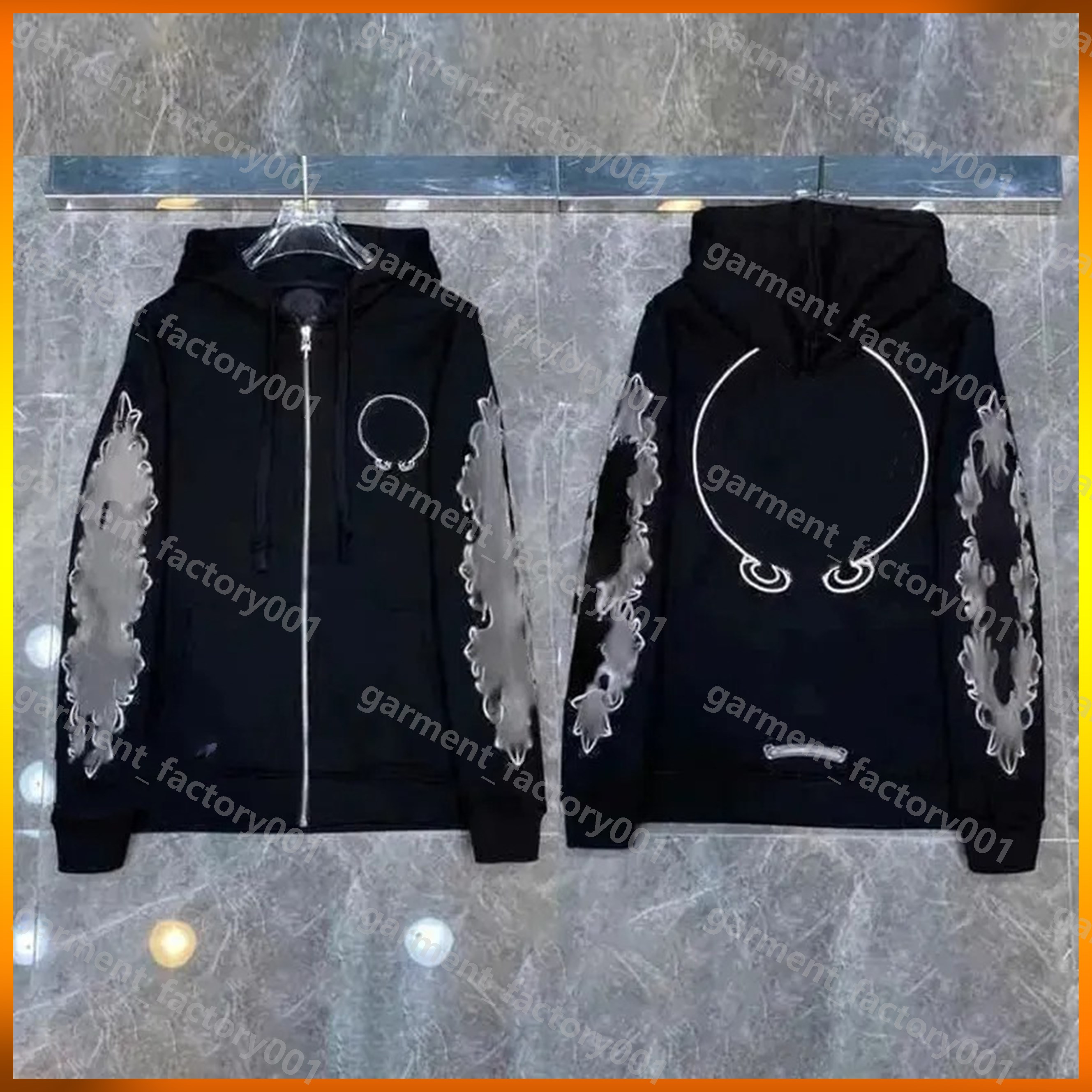 2025 chrome hoodie Designer Hoodie Sanskrit embroidery Hoodies Men Jackets Long Sleeves Jacket Loose Outwear Coats Hoody Mens Woman Streetwear spider hoodie 01