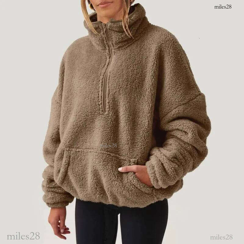 Women's Hoodies Fuzzy Quarter Zip Sweatshirt Women Trendy Casual Zipper Pullover Fleece Sweatshirts Long Sleeve Winter Womens