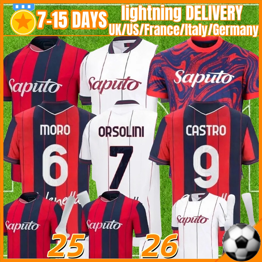 Bologna Soccer Jerseys ORSOLINI CAMBIAGHI NDOYE DALLINGA CASTRO AEBISCHER AEBISCHER MORO FREULER FERGUSON FABBIAN Men Kids Kit Sets football 2025 2026