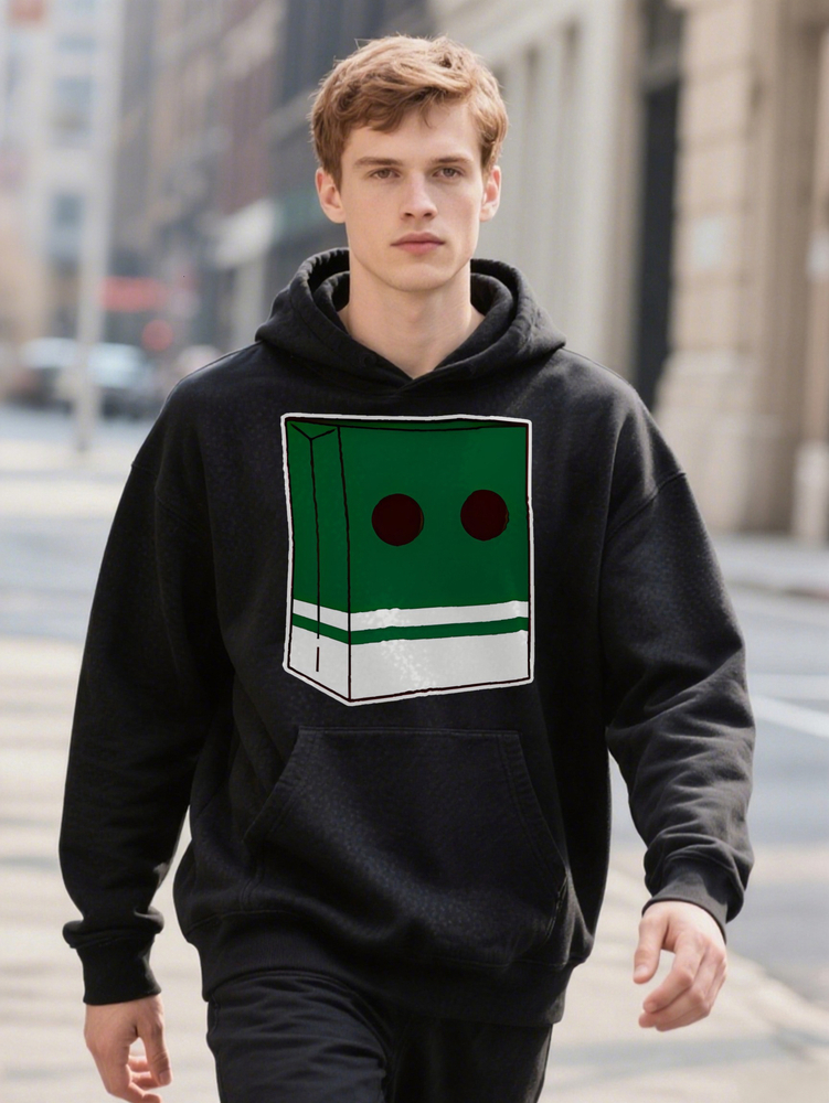 Men s Crew Hoodie with Green Cassette Print Retro Graphic Design Black ee Perfect Gift for Music 8cff3 1d6d5