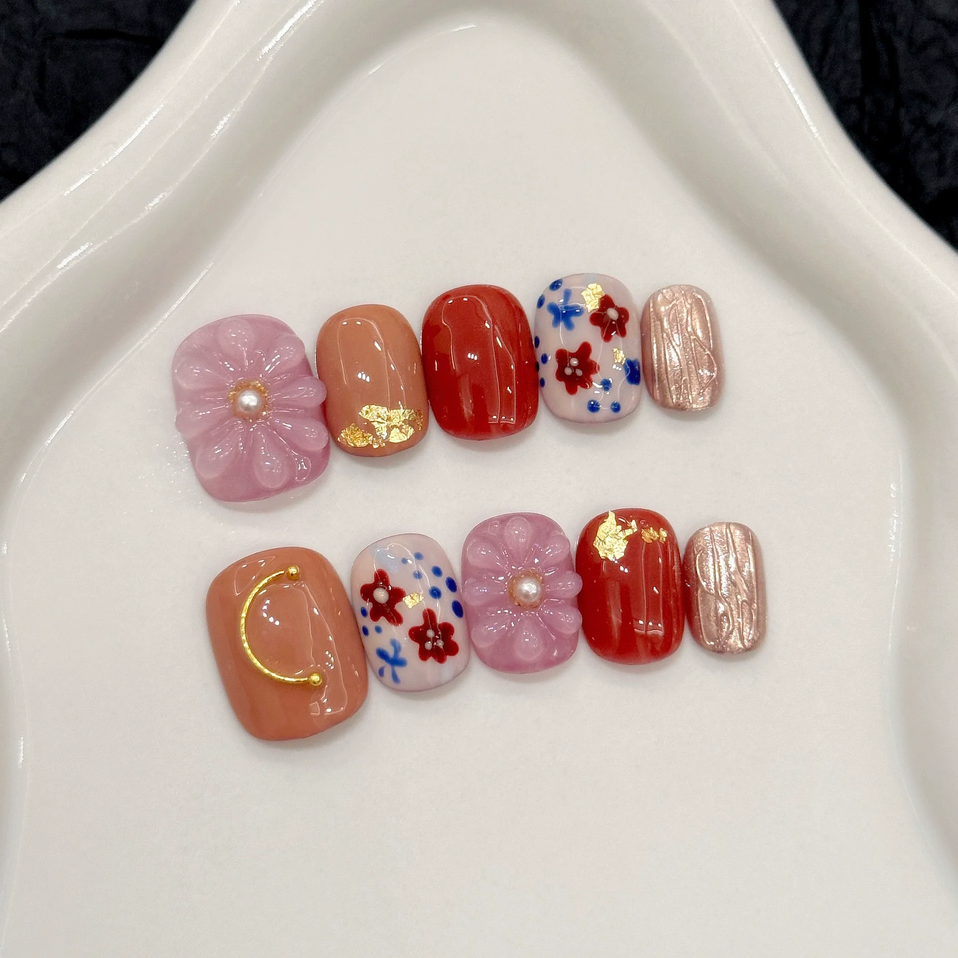 10Pcs Cartoon Pattern Handmade Press on Cute Fake Wearable Stick-on Nails Full Cover False Nail X250816