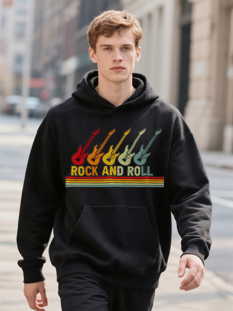 S Casual with Hoodie Vintage Band Print Design a Great Gift for Men