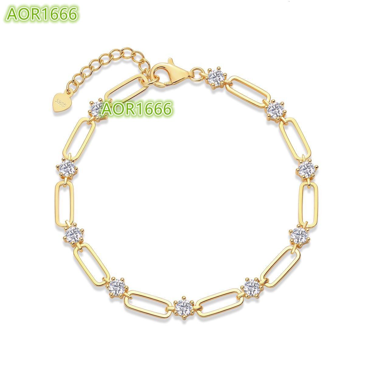 Stunning Fashion Womens Fashion 18K Gold-Plated 925 Sterling Silver Tennis Bracelet Moissanite Sparkle Jewelry