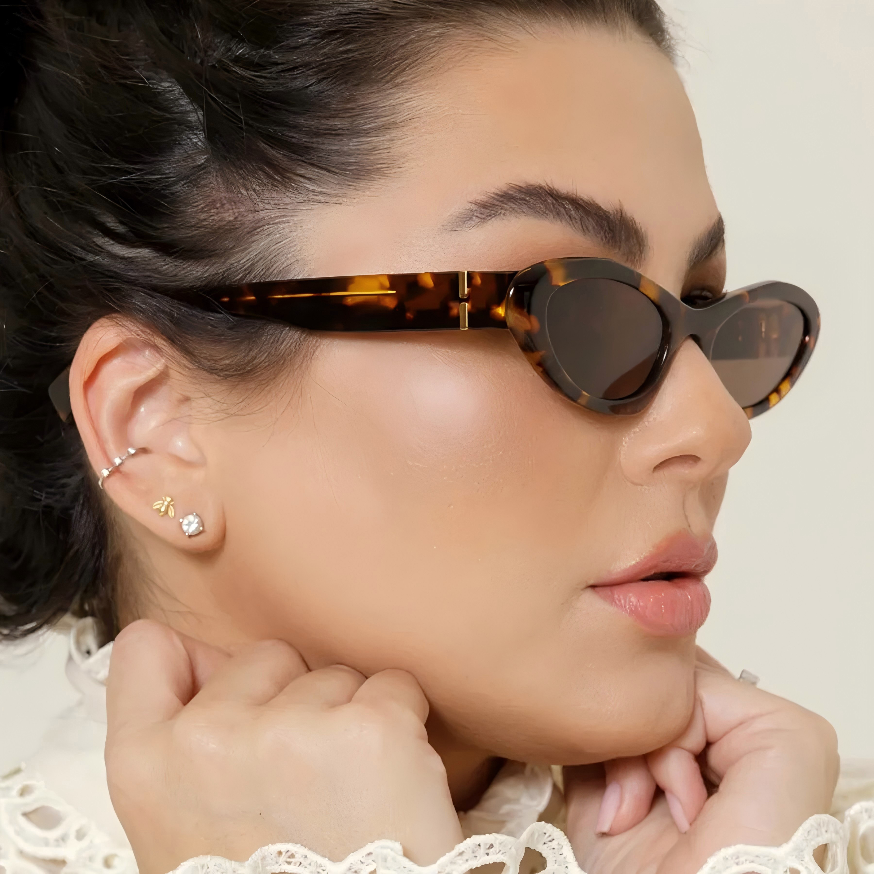 IU Designer Sunglasses Women's Classic Elliptical Fashion Sunglasses Lightweight Design Outdoor Beach Travel Photography UV Protection High Quality with Box