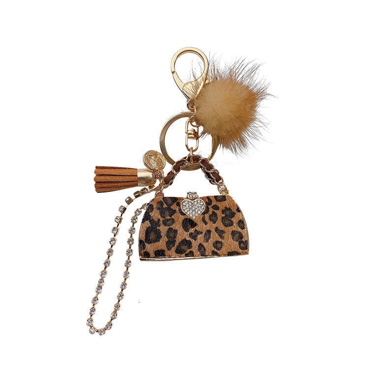 Autumn and Winter Creative Leopard Print Horsehair Women's Accessories Personalized Plush Bag Pendant Keychain