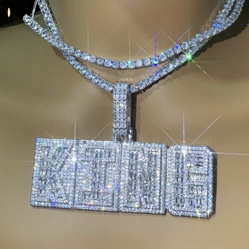 2025 New Style Custom Vvs Baguette Moissanite Pendant 925 Sterling Silver Mens Iced Out Hip Hop Letter Charm Rapper Je