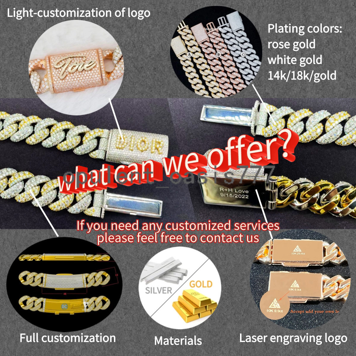 Rose Gold 925 Sterling Silver Custom Cuban Link Chain 20mm Vvs Moissanite Diamond Ice Necklace Men Hip Hop Fine Chains Necklaces