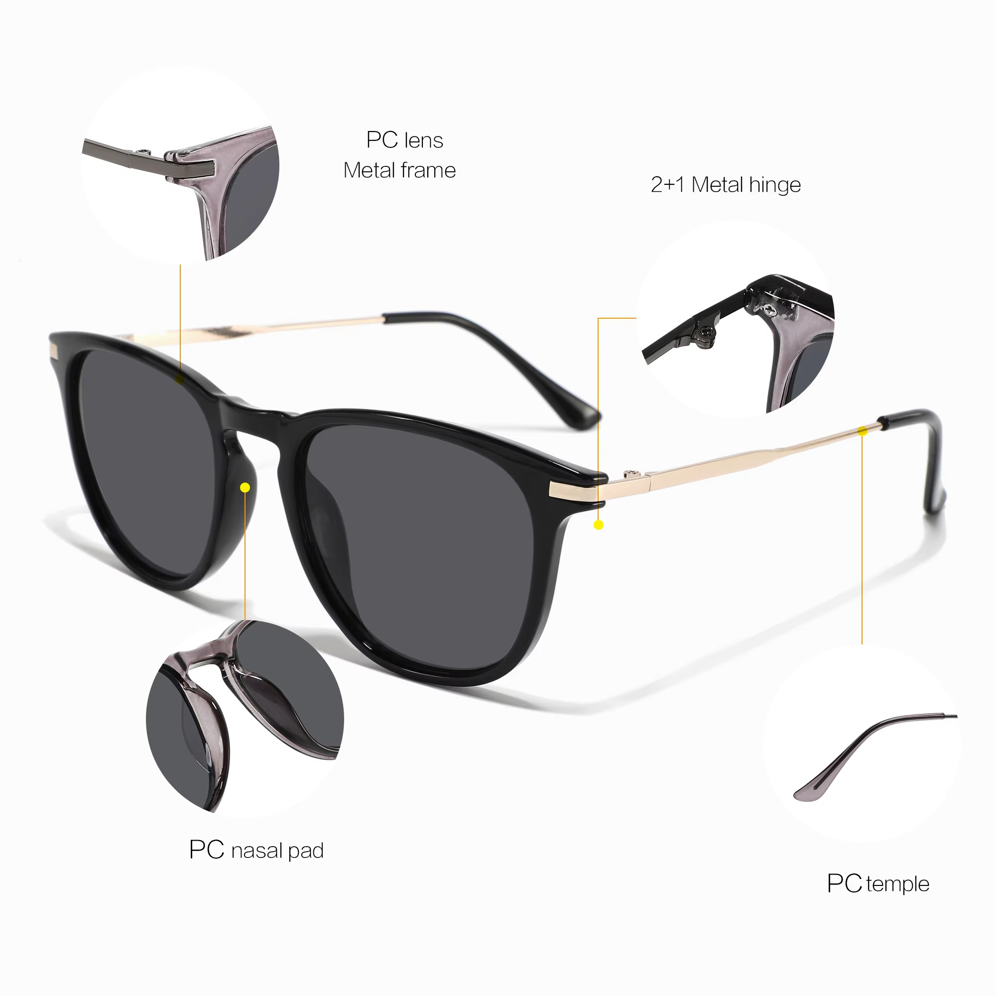 Cheap wholesale 2024 new sunglasses uv400 PC frame custom logo sunglasses for men and women, PC frames, metal temples, Joker series, fashion trends.