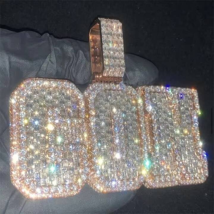 2025 New Style Custom Vvs Baguette Moissanite Pendant 925 Sterling Silver Mens Iced Out Hip Hop Letter Charm Rapper Je