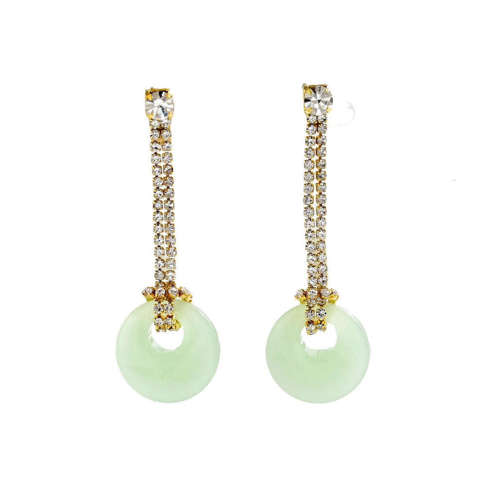 Niche Artistic Palace Style for Women Chinese Cloud Pattern Jade Inlaid High-end Versatile Design Stud Earrings