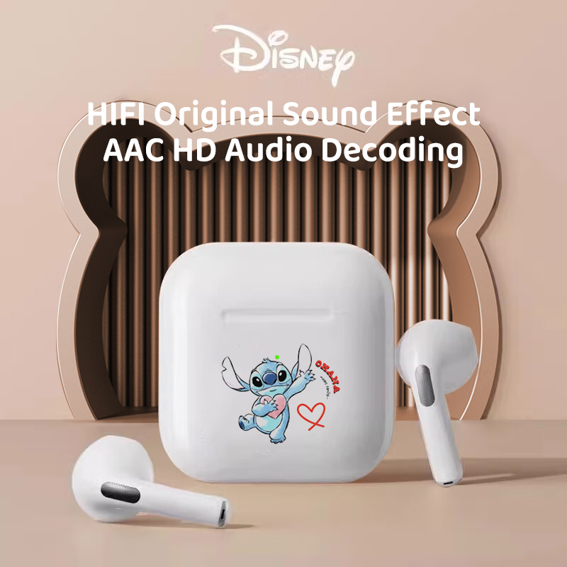 Disney Wireless Semi-In-Ear Bluetooth Headphones HIFI Sound High-Quality Music Earphones Smart Noise-Cancelling Sports Earbuds LF-918 Stitch