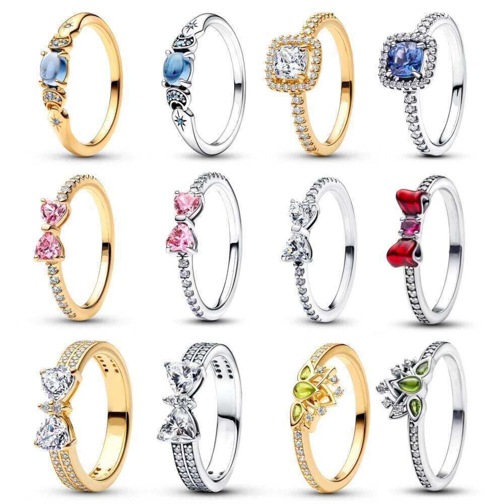 New Hot Selling 925 sterling silver with Golden Color Bow Ring, for Women Jewelry, Elegant Crown Ring, Wedding, Anniversary Gifts